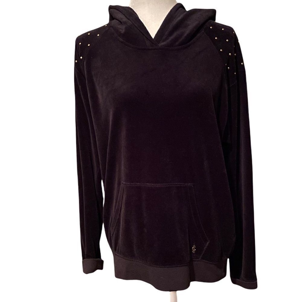 Juicy Couture Black Velour Hoodie Size Large